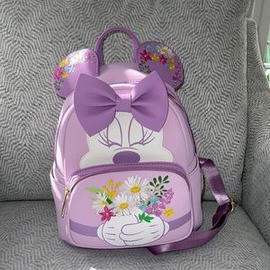 NEW Springtime Floral Minnie Loungefly in shades of purple. Perfect for parks!